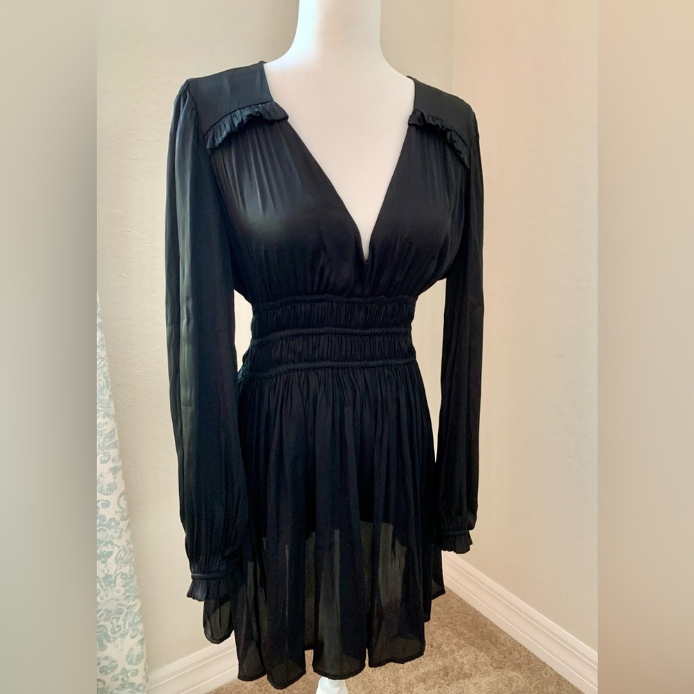 Reset by Jane Anna Long Sleeve Black Mini Dress NWT Size Small